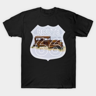 1932 Car along Route 66 in the Petrfied Woods National Park- WelshDesigns T-Shirt